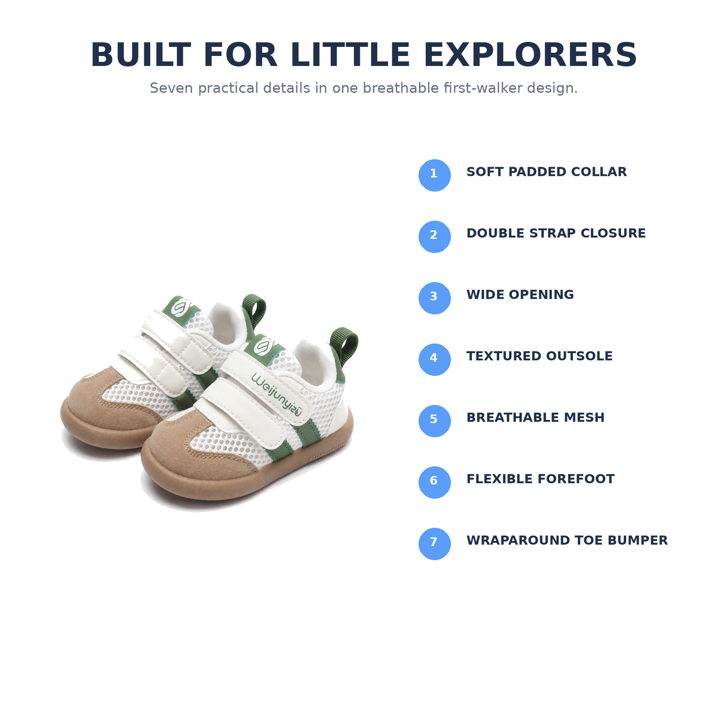 Sensori™ StepNest Double-Strap First-Walker Sneakers