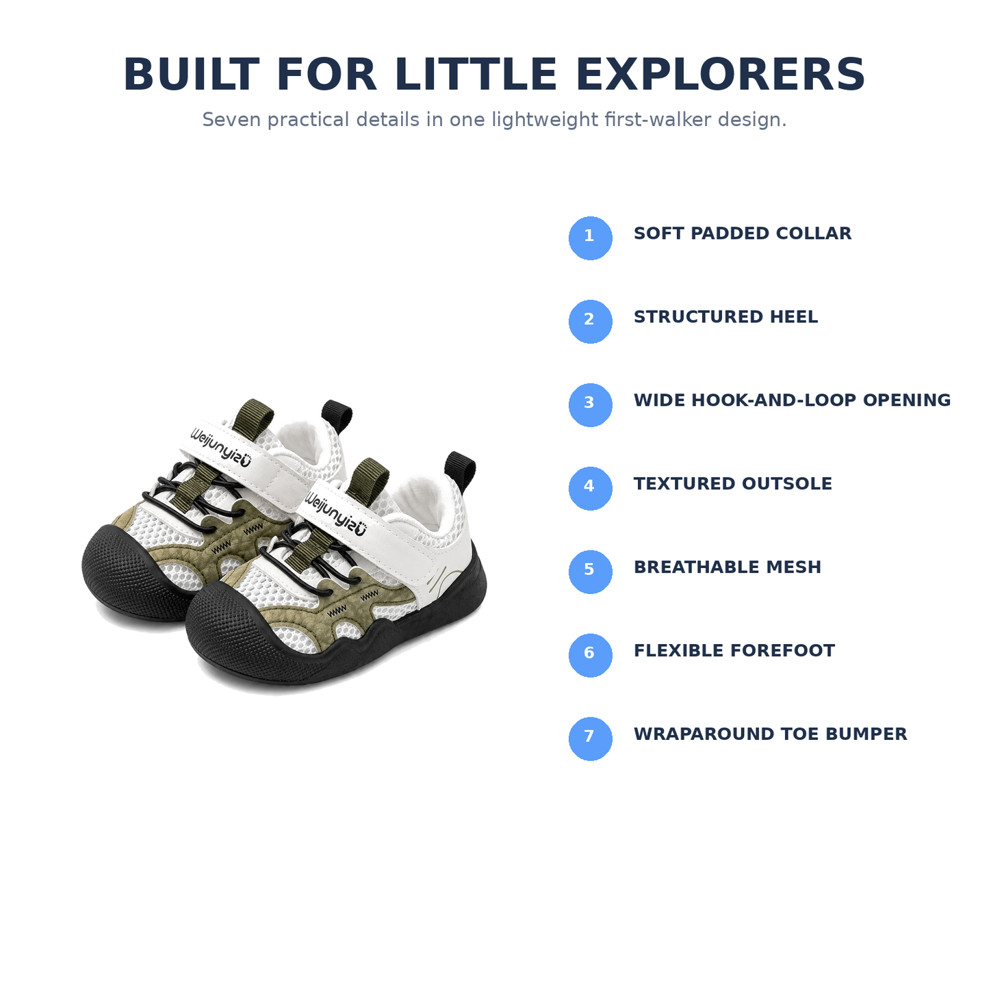 Sensori™ TrailLite Protective-Toe First Walker Sneakers