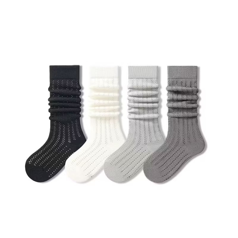 Sensori™ CloudRib Girls' Openwork Slouch Crew Socks-4 Pairs