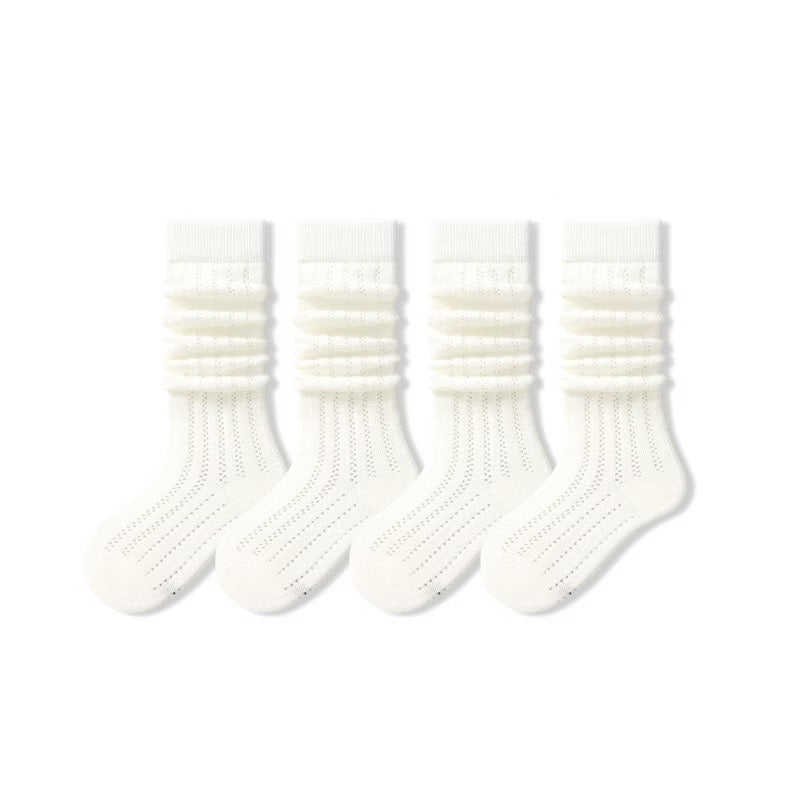 Sensori™ CloudRib Girls' Openwork Slouch Crew Socks-4 Pairs