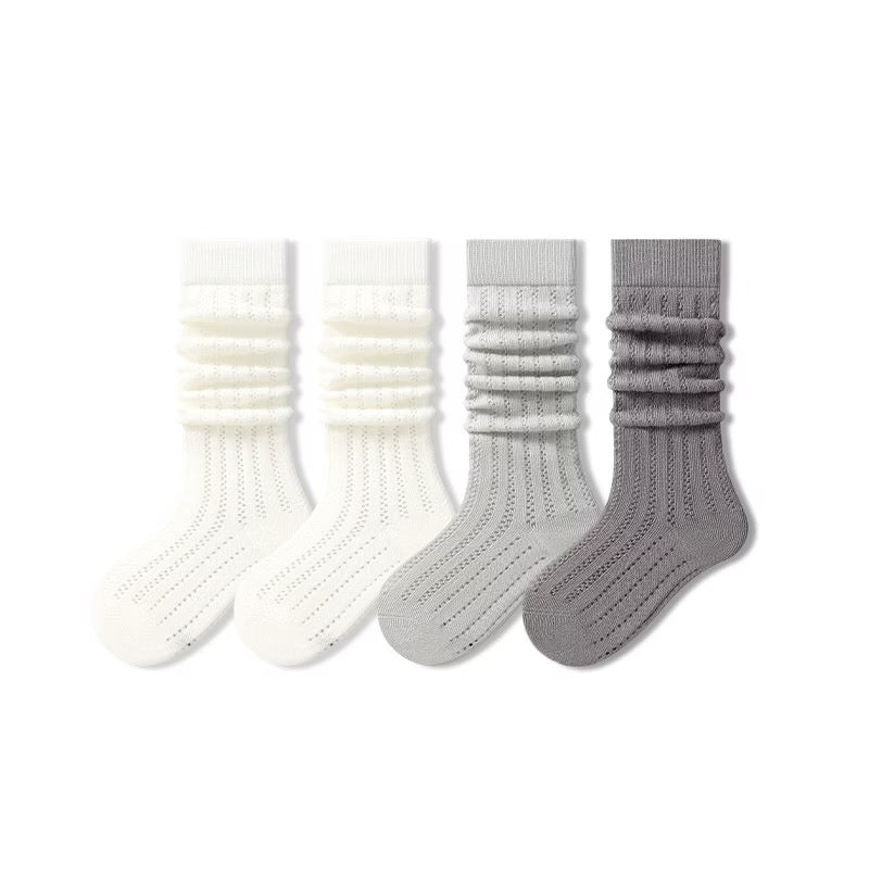 Sensori™ CloudRib Girls' Openwork Slouch Crew Socks-4 Pairs