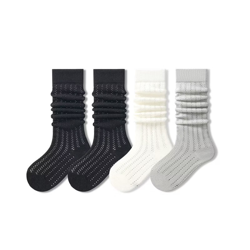 Sensori™ CloudRib Girls' Openwork Slouch Crew Socks-4 Pairs