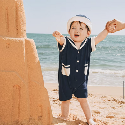 Sensori™ Retro Sailor Sleeve Romper