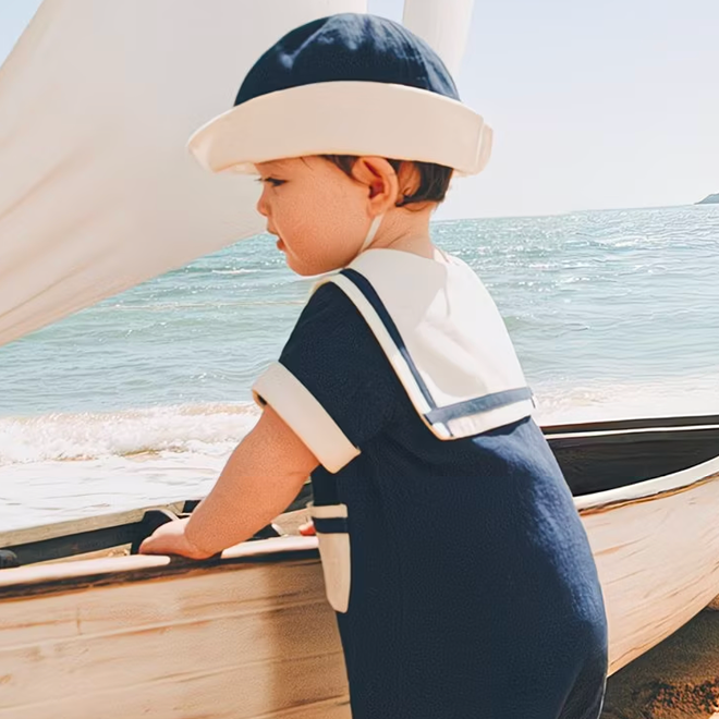 Sensori™ Retro Sailor Sleeve Romper