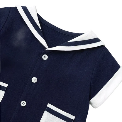 Sensori™ Retro Sailor Sleeve Romper
