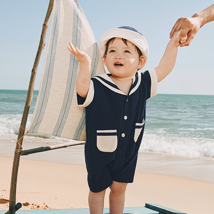 Sensori™ Retro Sailor Sleeve Romper