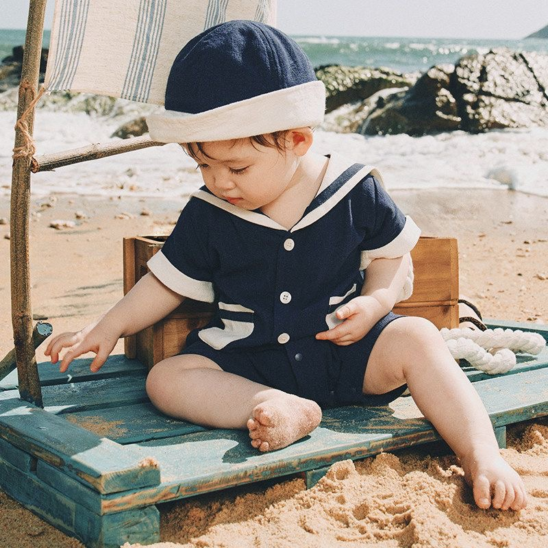 Sensori™ Retro Sailor Sleeve Romper