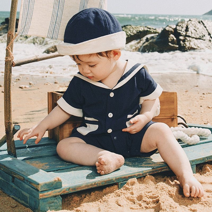 Sensori™ Retro Sailor Sleeve Romper