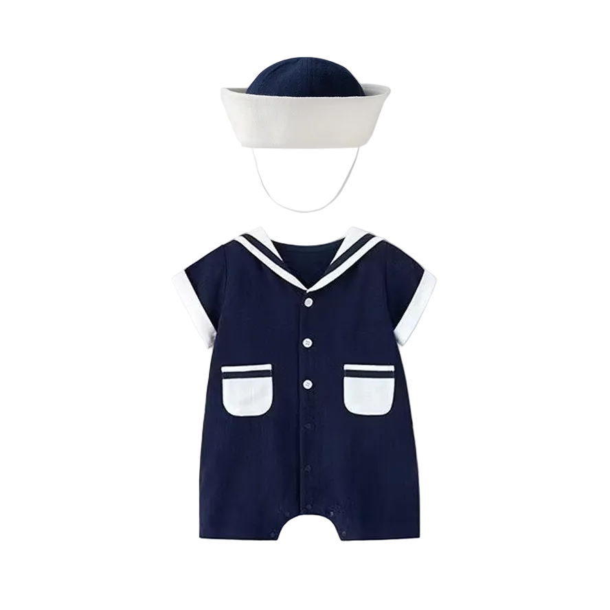 Ensemble barboteuse et chapeaux de soleil Sensori™ Retro style marin